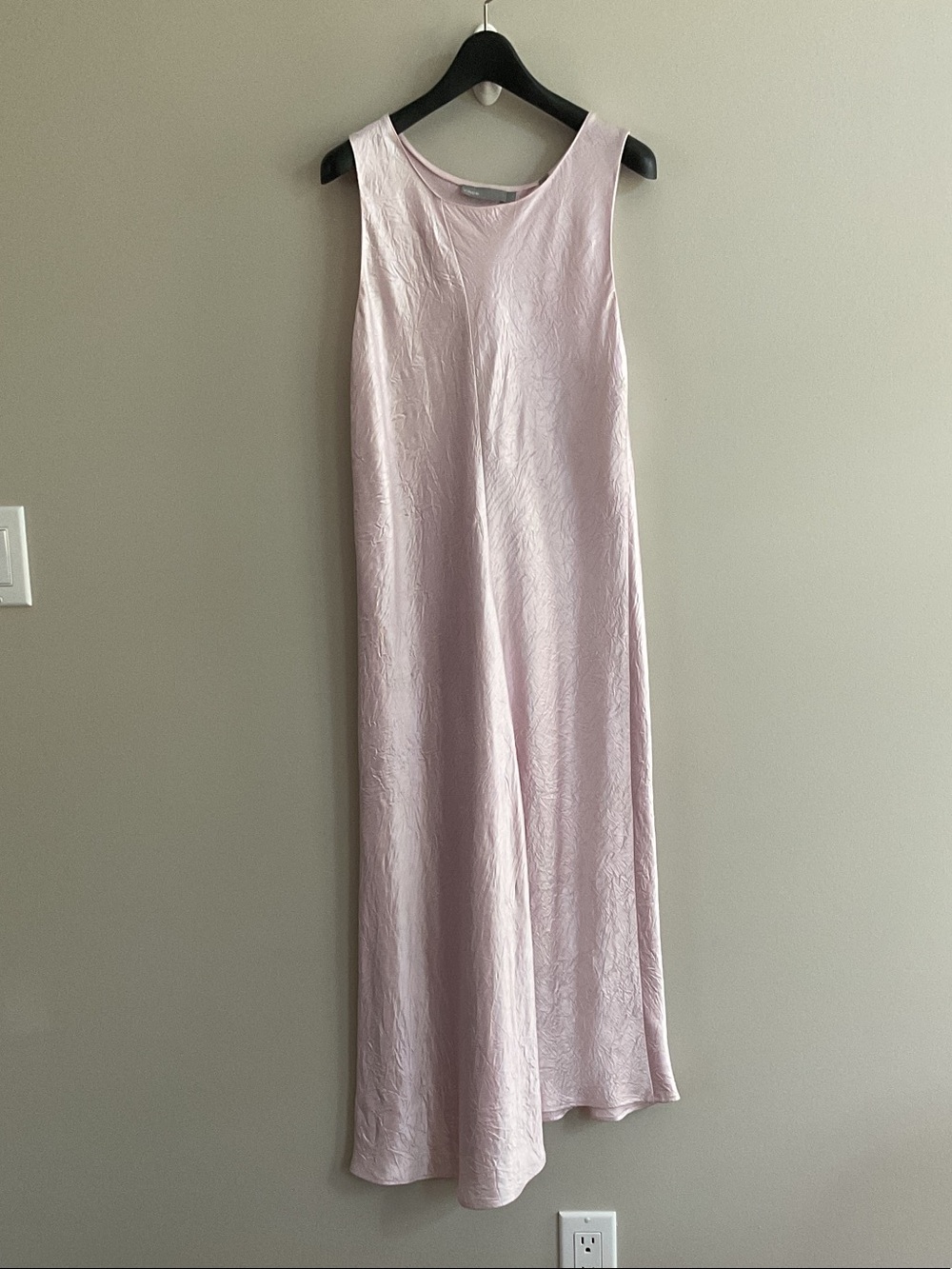 VINCE Blush Pink Satin Sleeveless Maxi Dress | Elegant A-Line Midi Dress